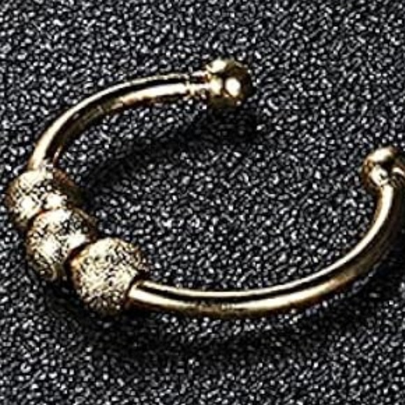 Electroplated Copper Gold Tone Open Style Adjustable Size Fidget Bead Ring - Picture 3 of 9